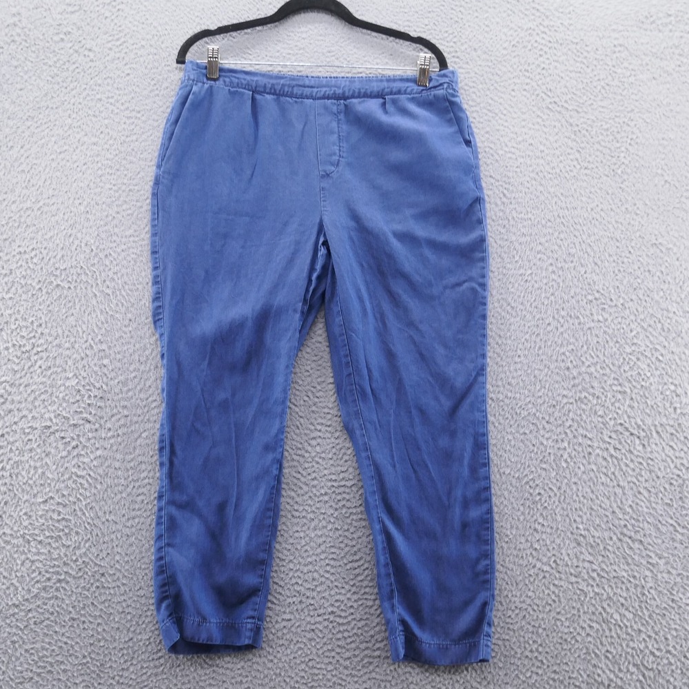 NYDJ Blue Chambray Elastic Waist Jogger Pants Womens 10 Relaxed Tapered Cropped